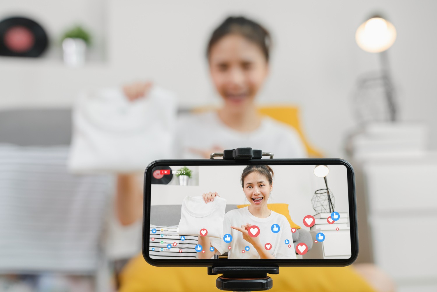 Woman Selling Clothes Online Live Streaming